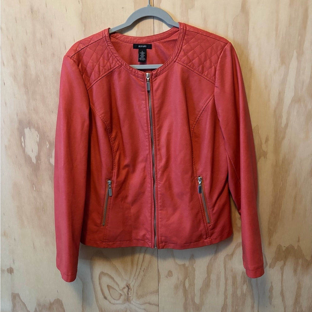 Alfani Red Leather Jacket for Women